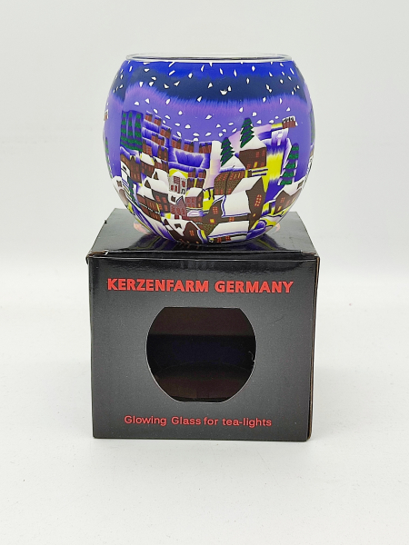 Illuminated Glass - Snowy Town by Night